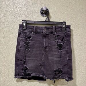 American Eagle Outfitters Distressed Black Denim Skirt